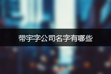 帶宇字公司名字有哪些