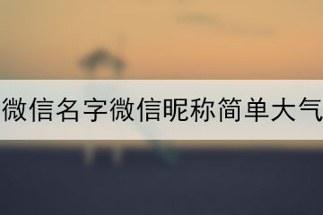 微信名字微信昵稱簡單大氣