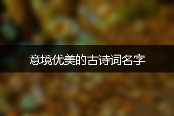 意境優(yōu)美的古詩詞名字